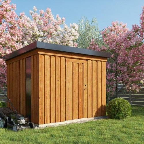 Vörösfenyő Faház – Lapostetős Gondozásmentes · függőleges burkolat